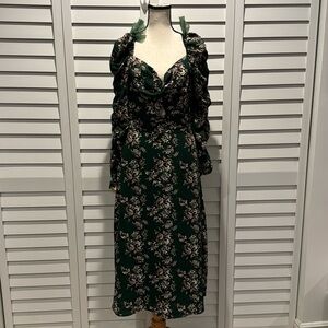 Astr Green Floral Midi Dress